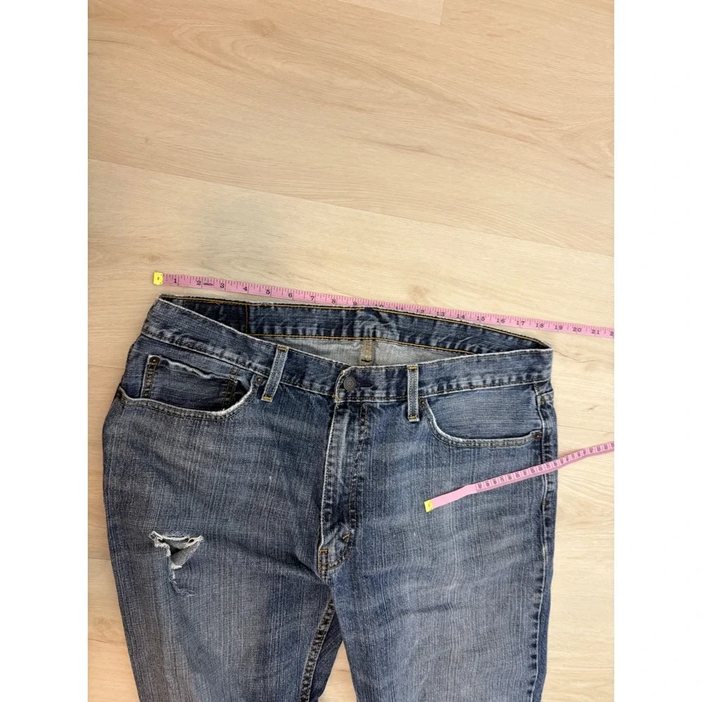 Levi 559 Relaxed Straight Jeans Mens 38x32 Blue Distressed Denim Workwear Skater